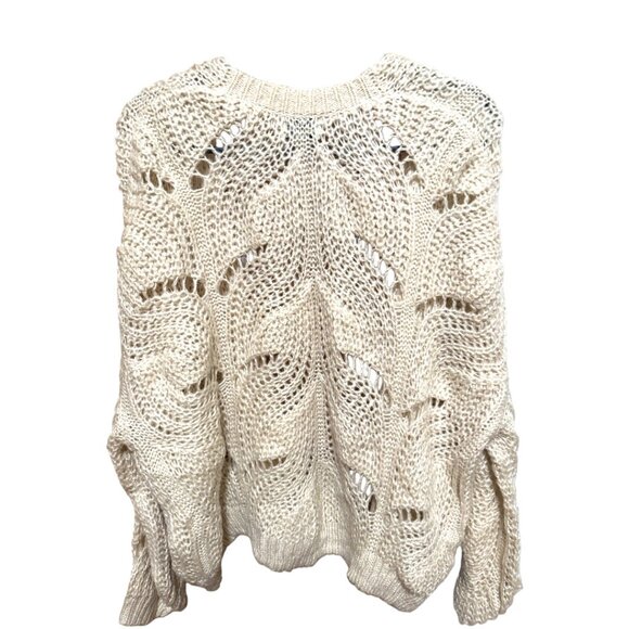 SILVERFLINT OPEN FRONT CARDIGAN SWEATER CREAM DOLMAN KNIT - Picture 2 of 2